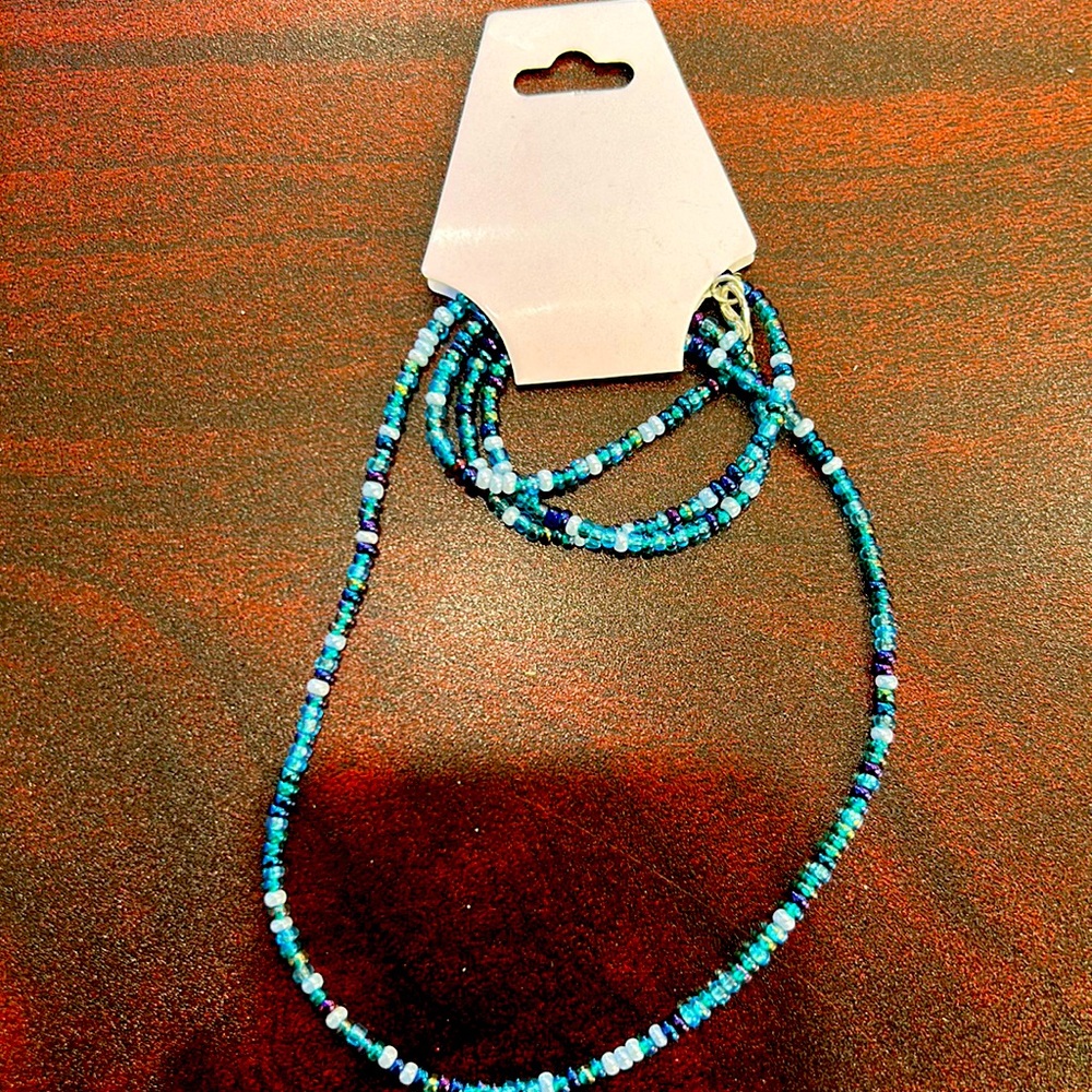 27 1/2in Ombré blue seed beaded belly chains